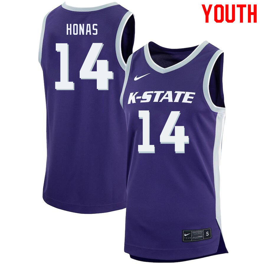 Youth #14 Drew Honas Kansas State Wildcats College Basketball Jerseys Sale-Purple